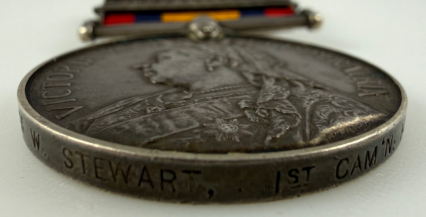British - Pre-WWI - Queen's South Africa Medal - Cameron Highlanders - Stewart