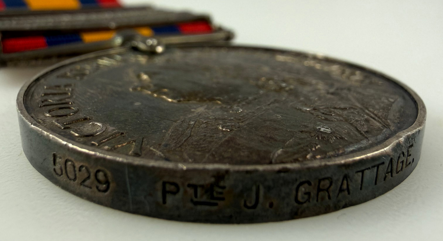 British - Pre-WWI - Queen's South Africa Medal - 6th (Inniskilling) Dragoons - Grattage