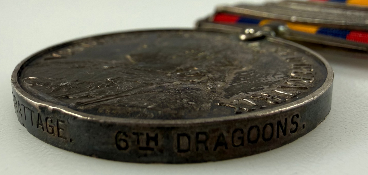 British - Pre-WWI - Queen's South Africa Medal - 6th (Inniskilling) Dragoons - Grattage