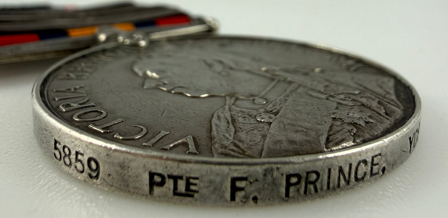 British - Pre-WWI - Queen's South Africa Medal - Yorkshire Regiment - Prince - KIA - MiD