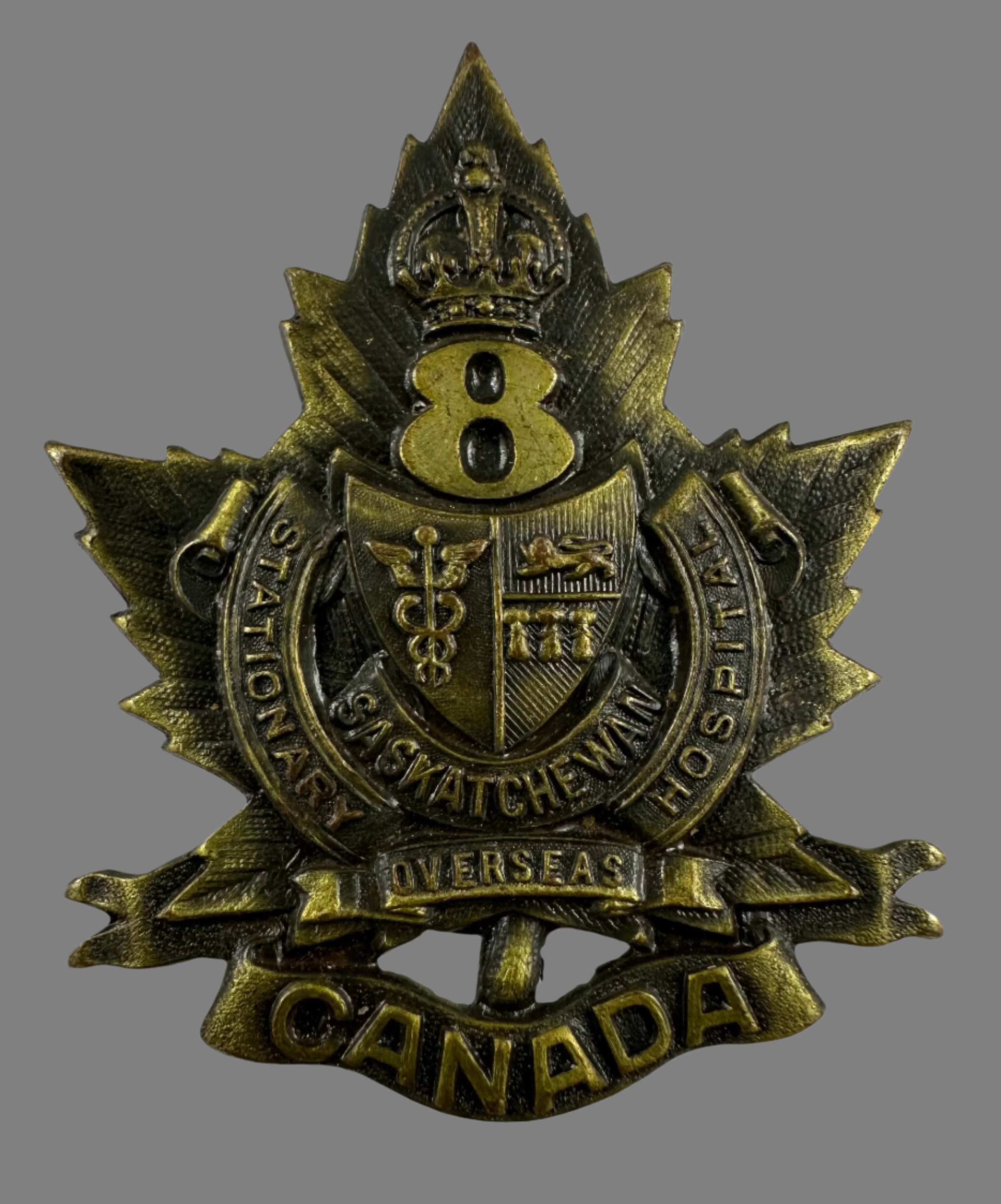 Falanex Cap WWI 8th Canadian Candian Stationary Hospital (Saskatchewan) Cap Badge ...