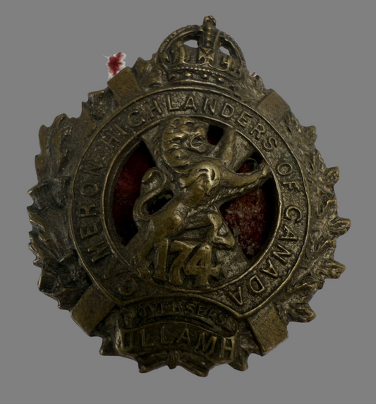 WWI - 174th Canadian Infantry Battalion (Cameron Highlanders) Collar Badge