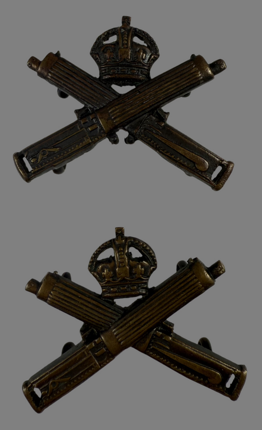 WWI - British/Canadian Machine Gun Corps Officer's Collar Badge Pair