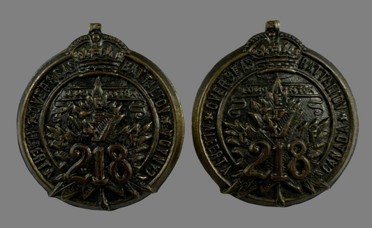 WWI - 218th Battalion Canadian Infantry ("Edmonton Irish") Collar Badges
