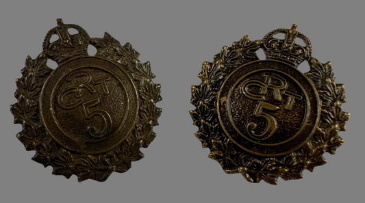 WWI - 5th Canadian Railway Troops Collar Badges