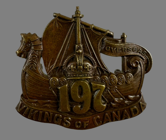 WWI - 197th Canadian Infantry Battalion (Vikings of Canada) Cap Badge - Unmarked