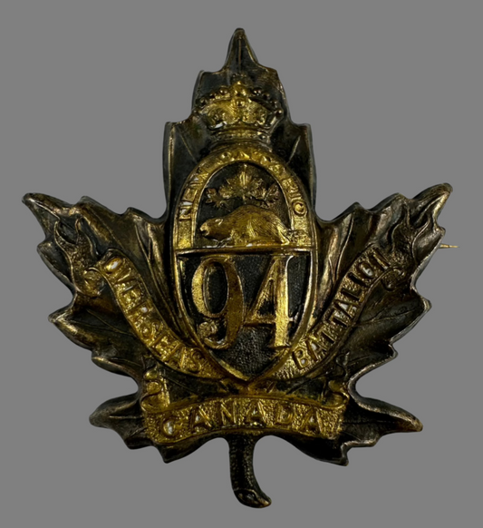 WWI - CEF 94th Canadian Infantry Battalion (New Ontario Battalion) Officers' Cap Badge