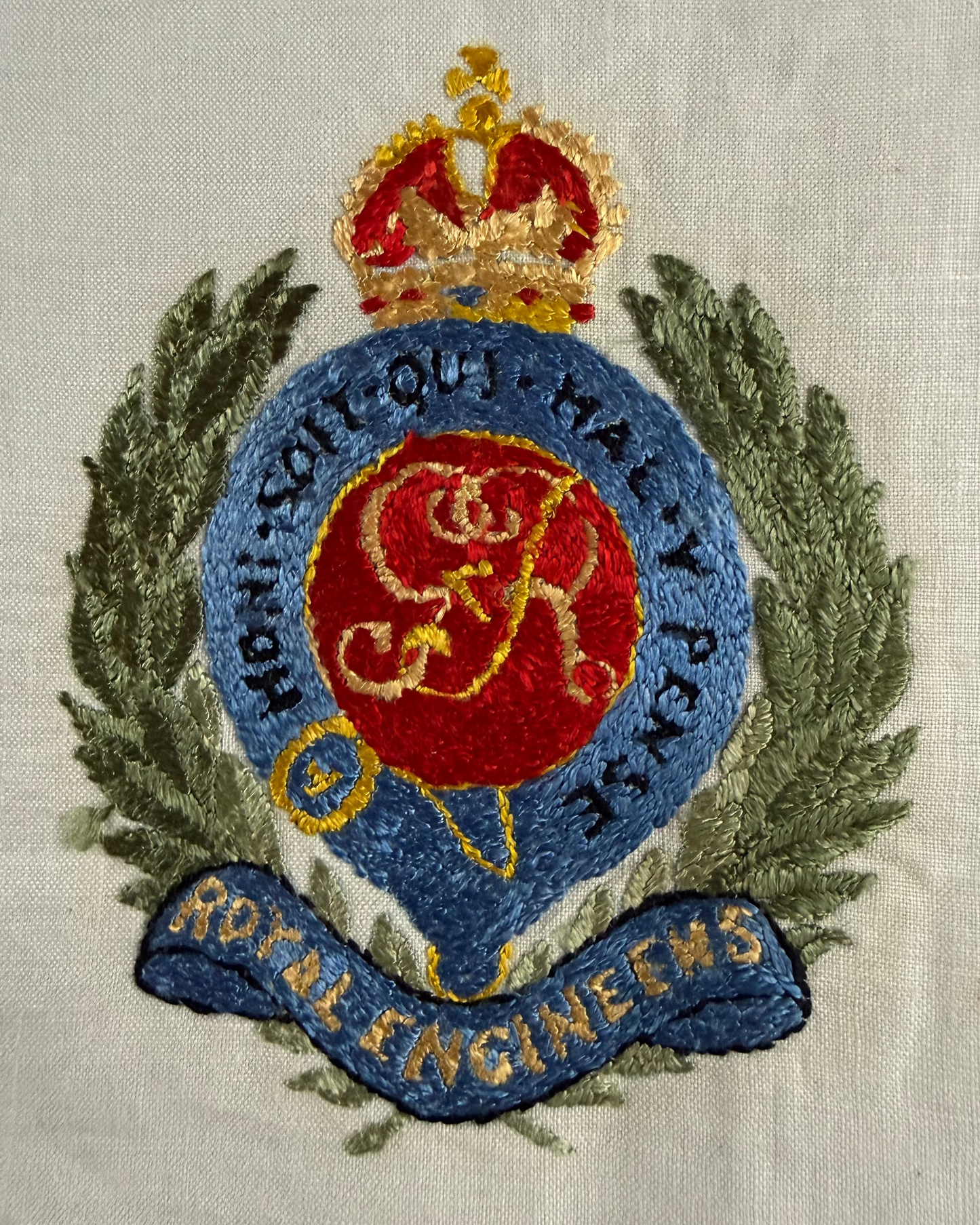 British - WWI - Royal Engineers - Hand Embroidered Badge