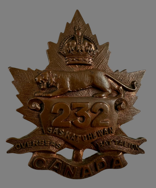 WWI - 232nd Canadian Infantry Battalion (Saskatchewan Battalion) Cap Badge