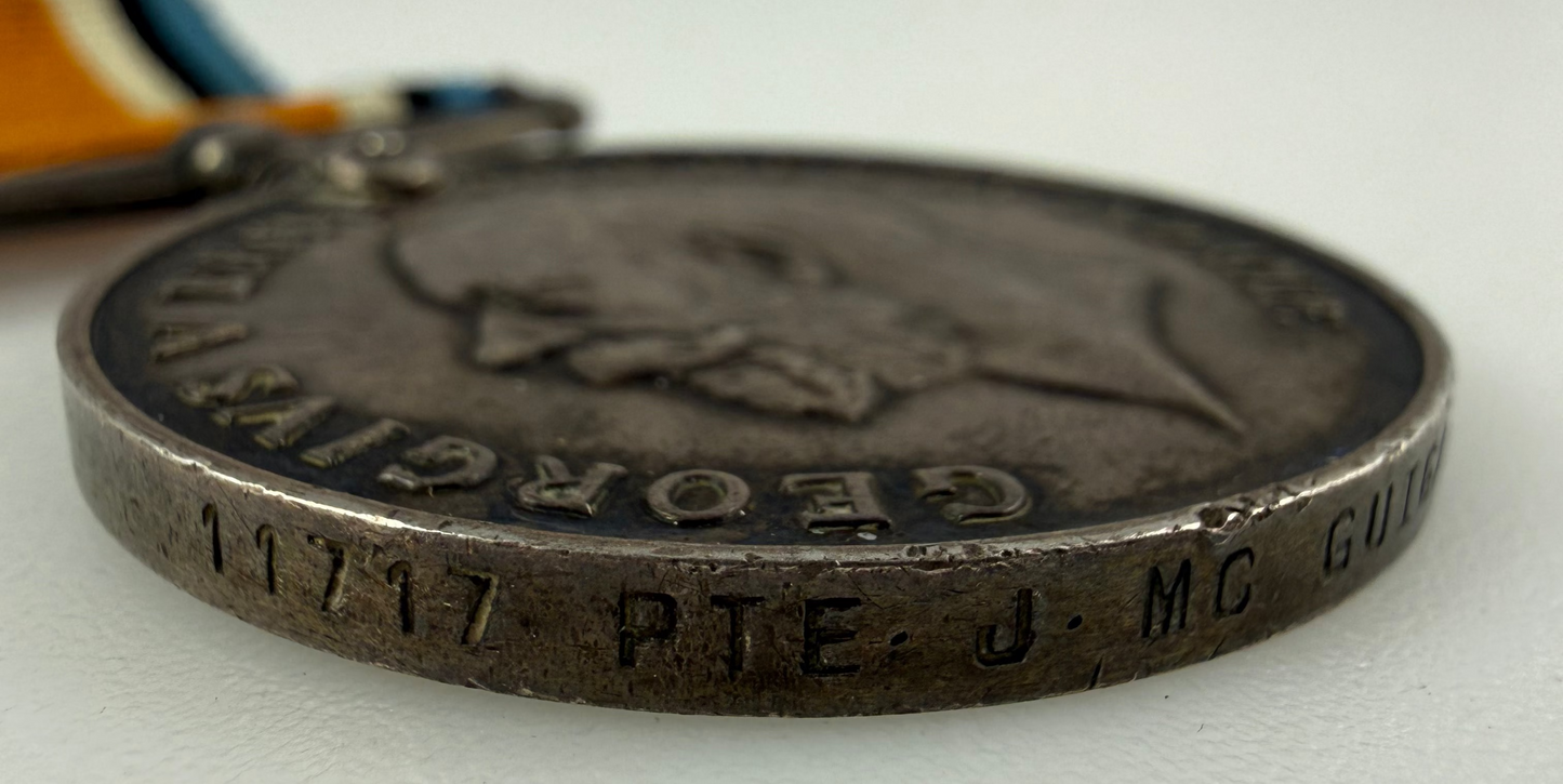 British - WWI - British War Medal to Royal Inniskilling Fusiliers - McGuigan