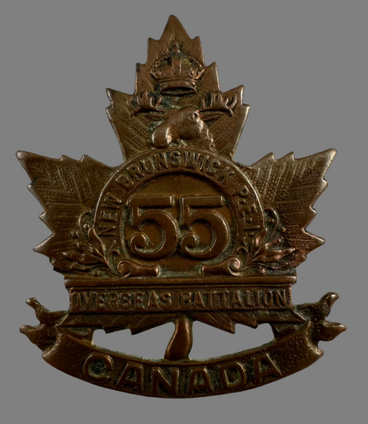 WWI - 55th Canadian Infantry Battalion (New Brunswick / P.E.I.) Cap Badge