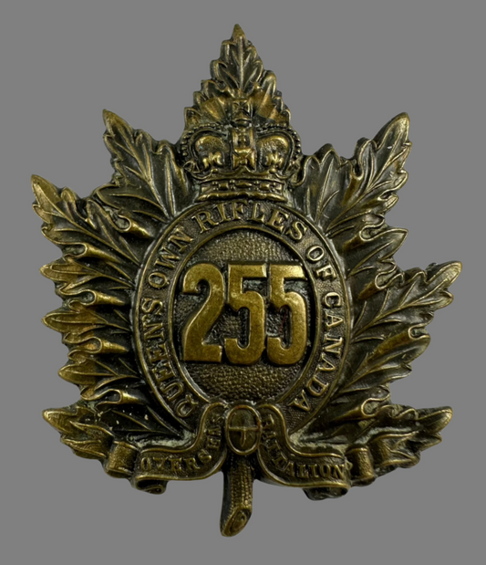 WWI - 255th Canadian Infantry Battalion (Queen's Own Rifles) Cap Badge