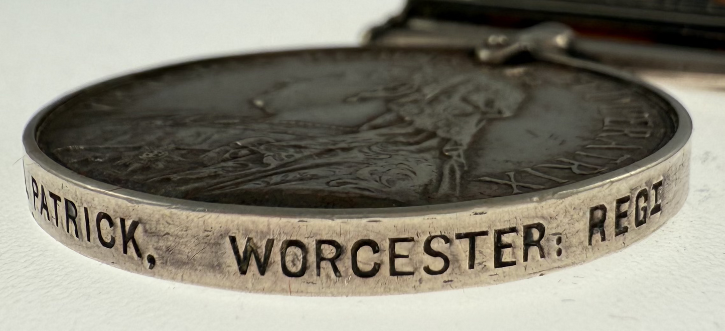 Queen's South Africa Medal - Worcestershire Regiment - Patrick - Sergeant Drummer