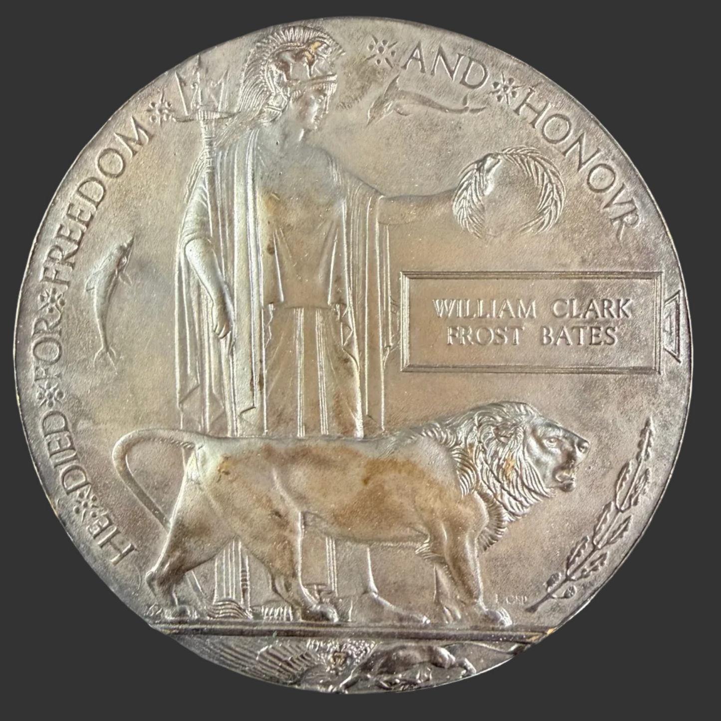 British – WWI – Memorial Plaque – 122nd Siege Battery Royal Garrison Artillery – William Clark-Frost Bates