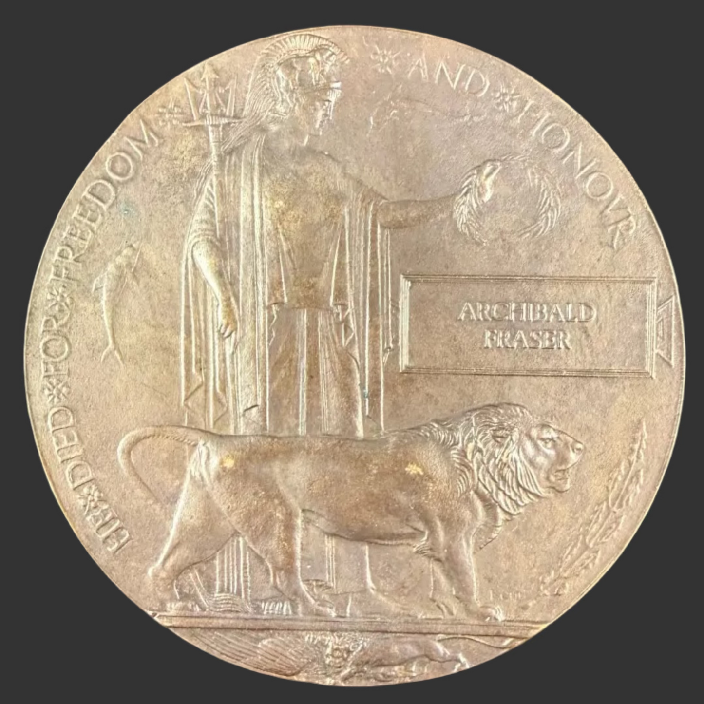 British – WWI – Memorial Plaque – Archibald Fraser