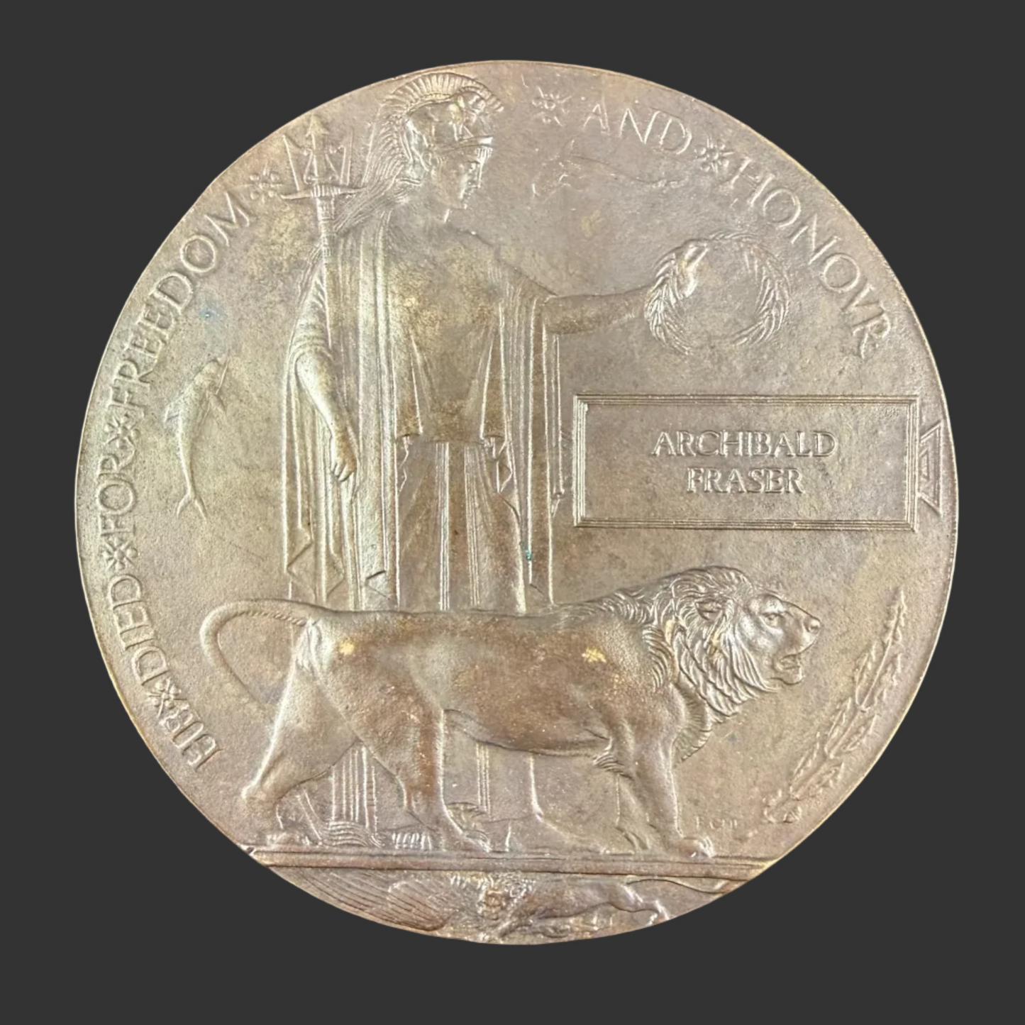 British – WWI – Memorial Plaque – Archibald Fraser