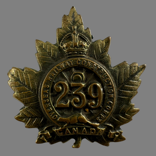 WWI - 239th Canadian Overseas Battalion (Railway Construction Corps) Collar Badge