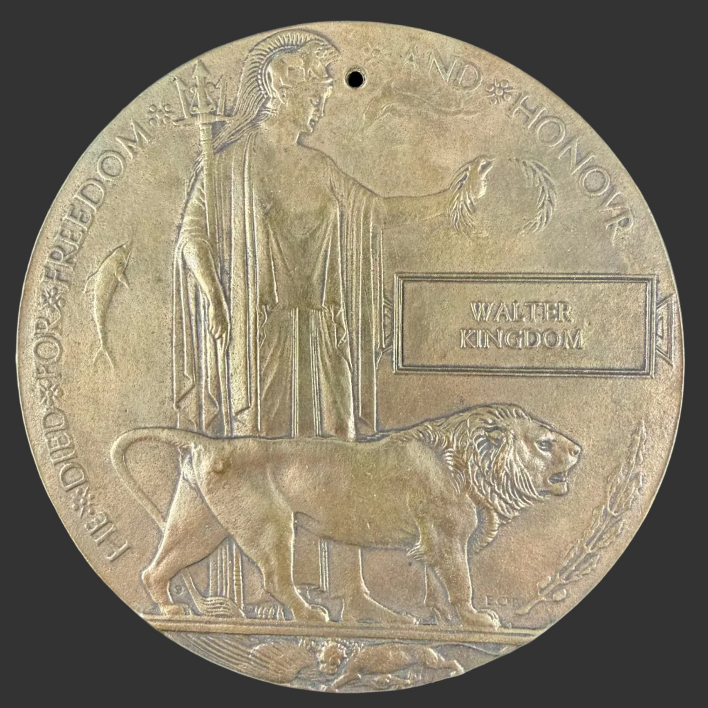 British – WWI – Memorial Plaque – Loyal North Lancashire Regiment – Walter Kingdom