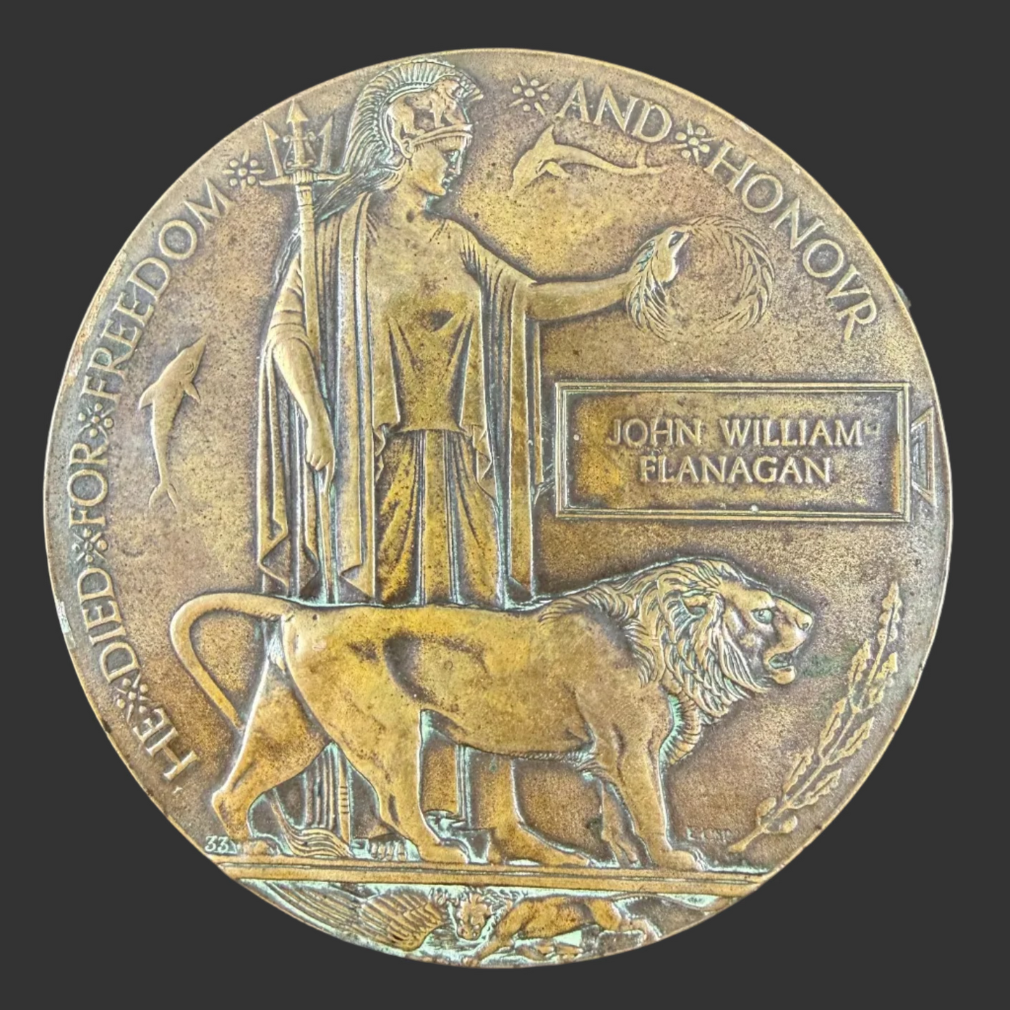 British – WWI – Memorial Plaque – John William Flanagan