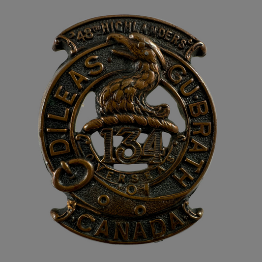 WWI - 134th Canadian Infantry Battalion (48th Highlanders) Collar Badge - Browning Copper
