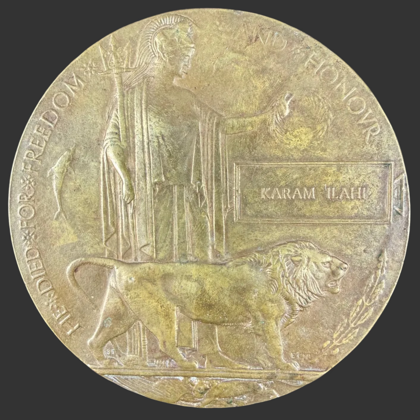 British – WWI – Memorial Plaque – Karam Ilahi