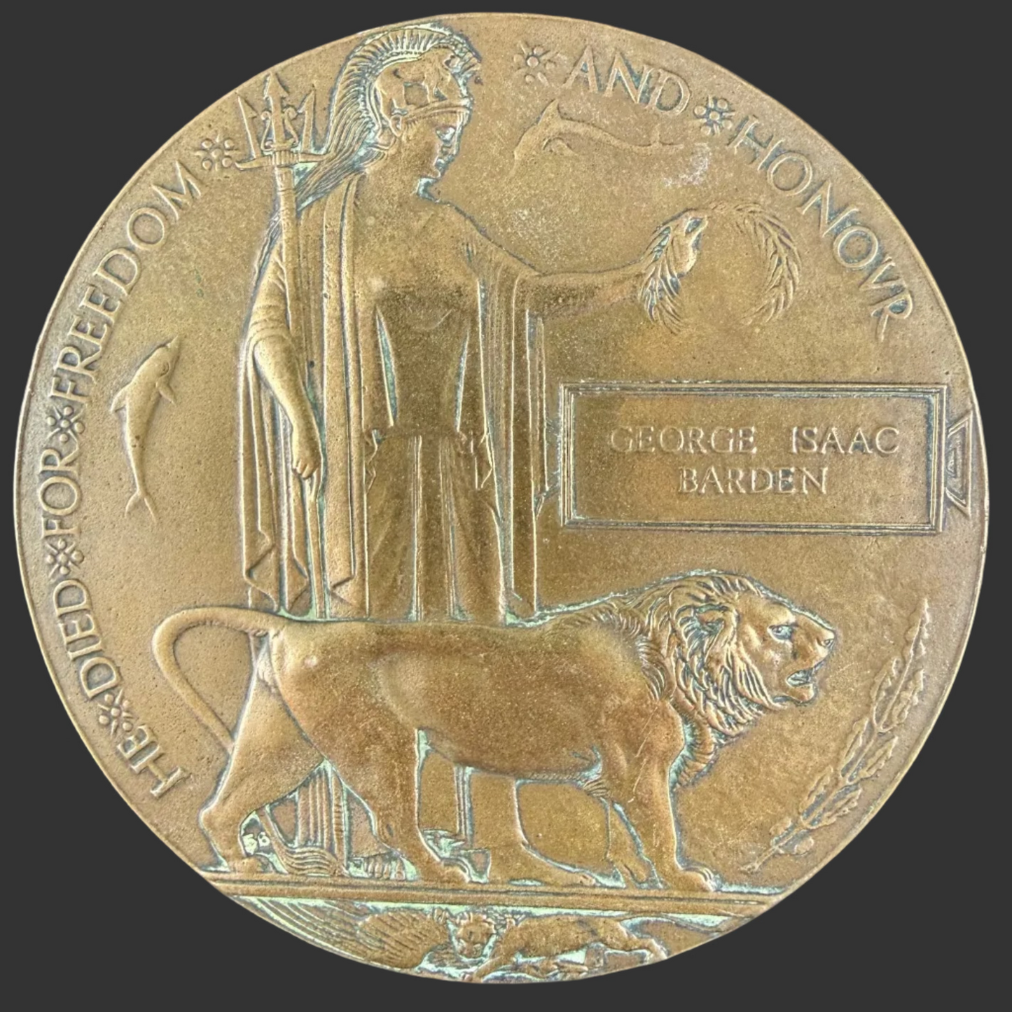 British – WWI – Memorial Plaque – Royal West Kent Regiment – George Isaac Barden