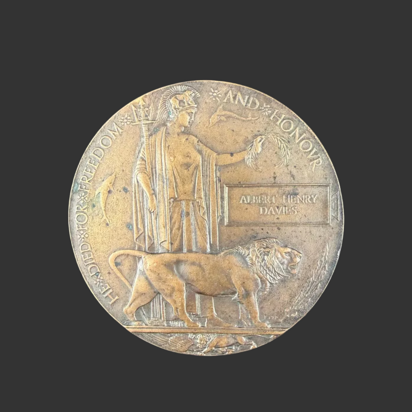 British – WWI – Memorial Plaque – Albert Henry Davies – Australian / RAMC
