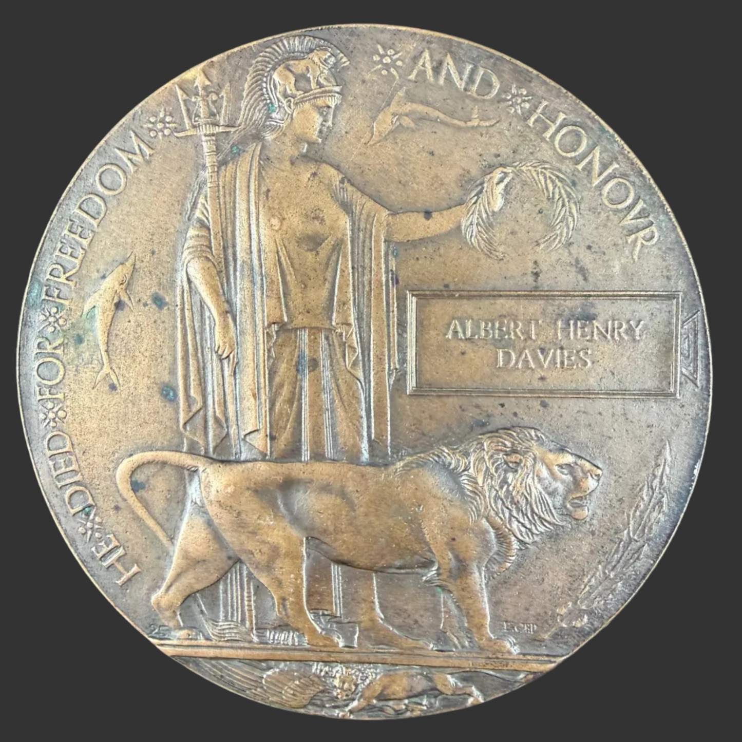 British – WWI – Memorial Plaque – Albert Henry Davies – Australian / RAMC