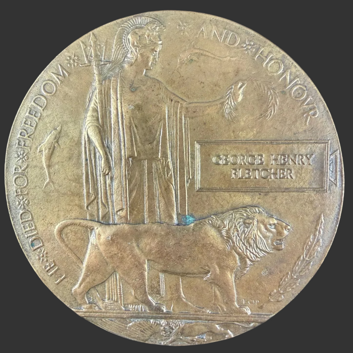 British – WWI – Memorial Plaque – George Henry Fletcher