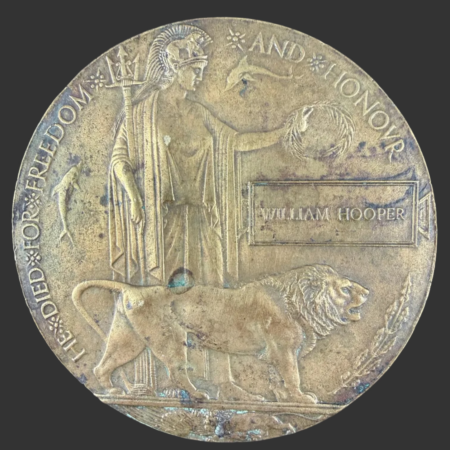 British – WWI – Memorial Plaque – William Hooper