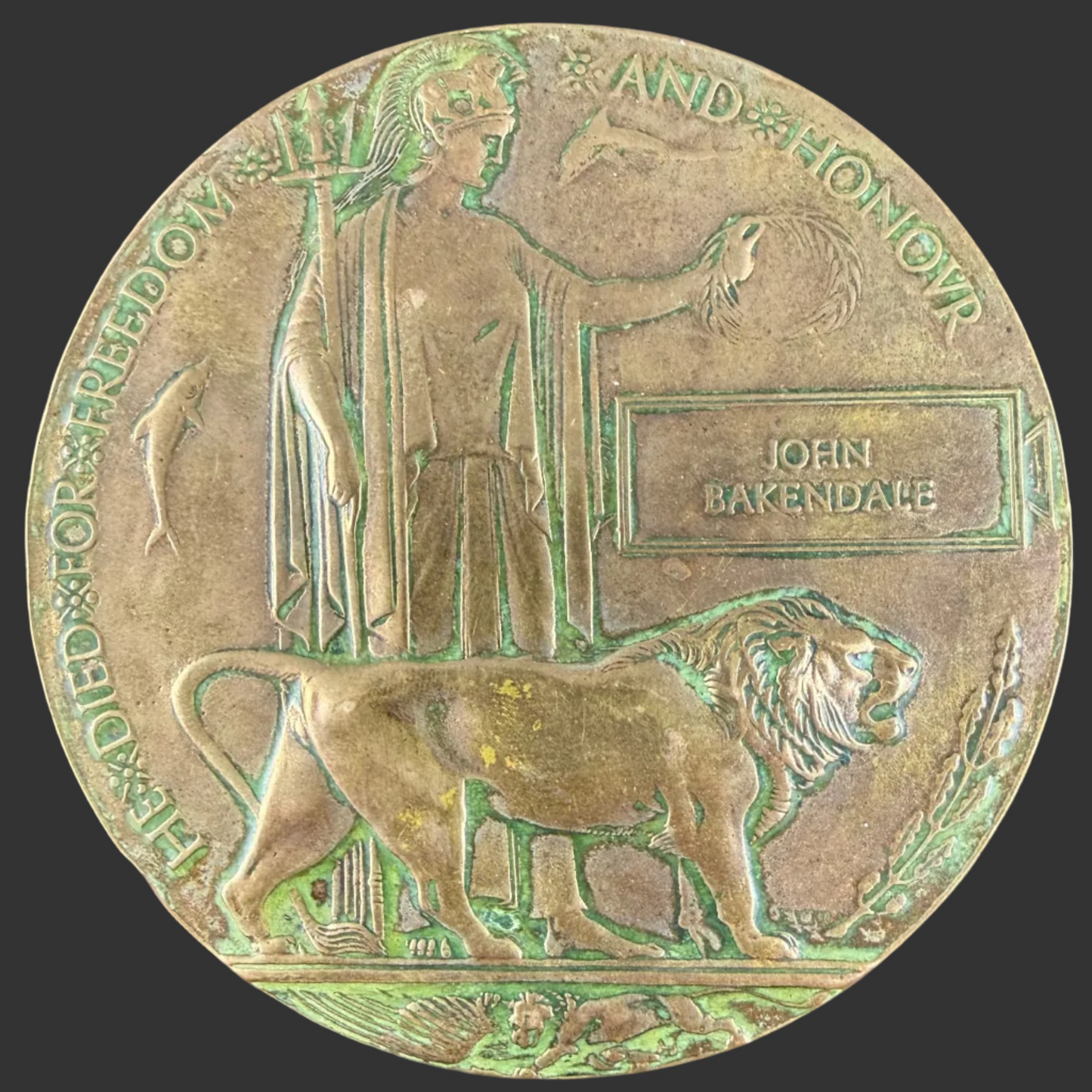 British – WWI – Memorial Plaque – Monmouthshire Regiment – John Baxendale