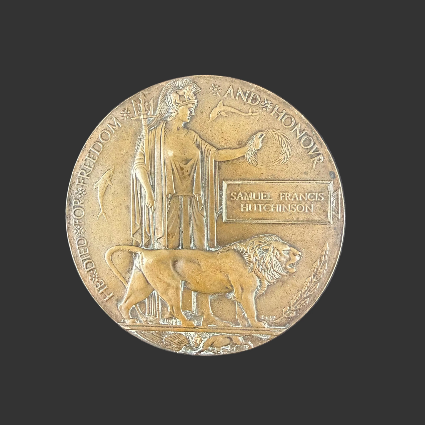 British – WWI – Memorial Plaque – Honourable Artillery Company – Samuel Francis Hutchinson