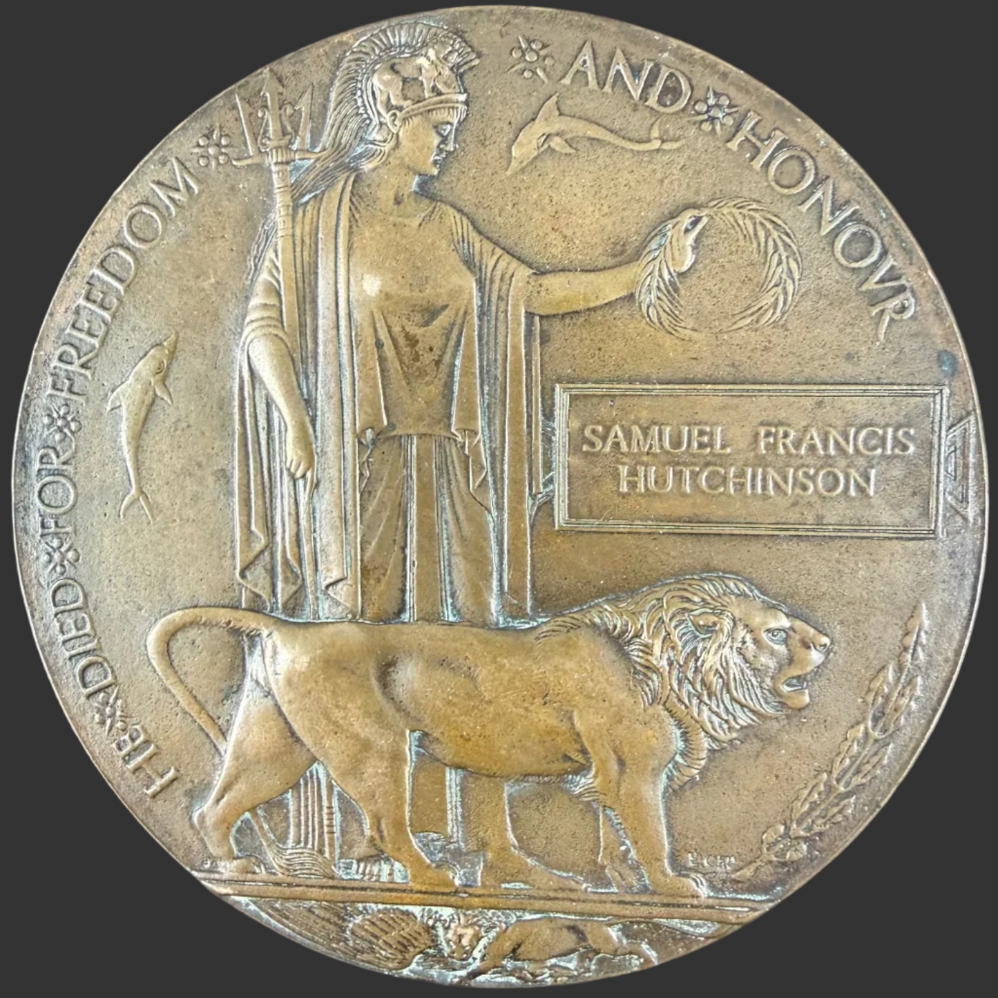 British – WWI – Memorial Plaque – Honourable Artillery Company – Samuel Francis Hutchinson