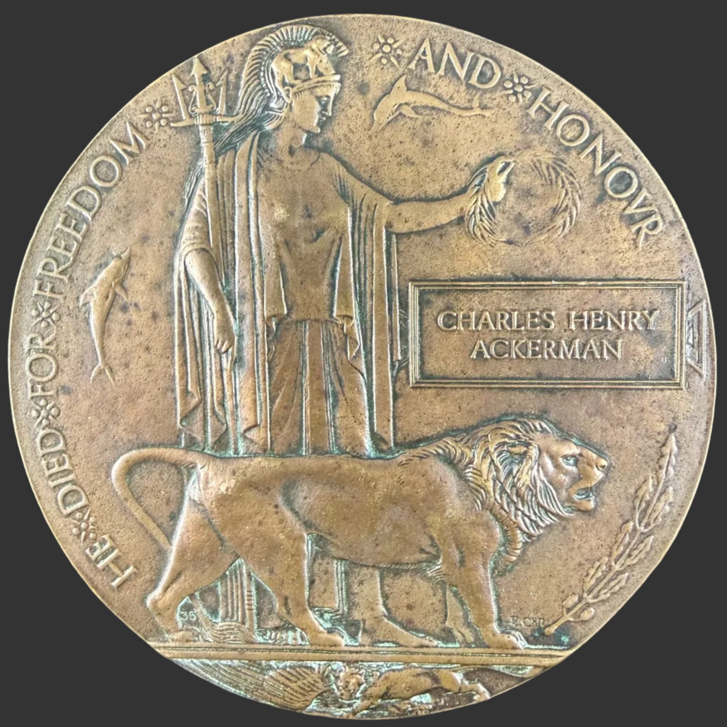 British – WWI – Memorial Plaque – 27th Division Royal Signals – Charles Henry Ackerman