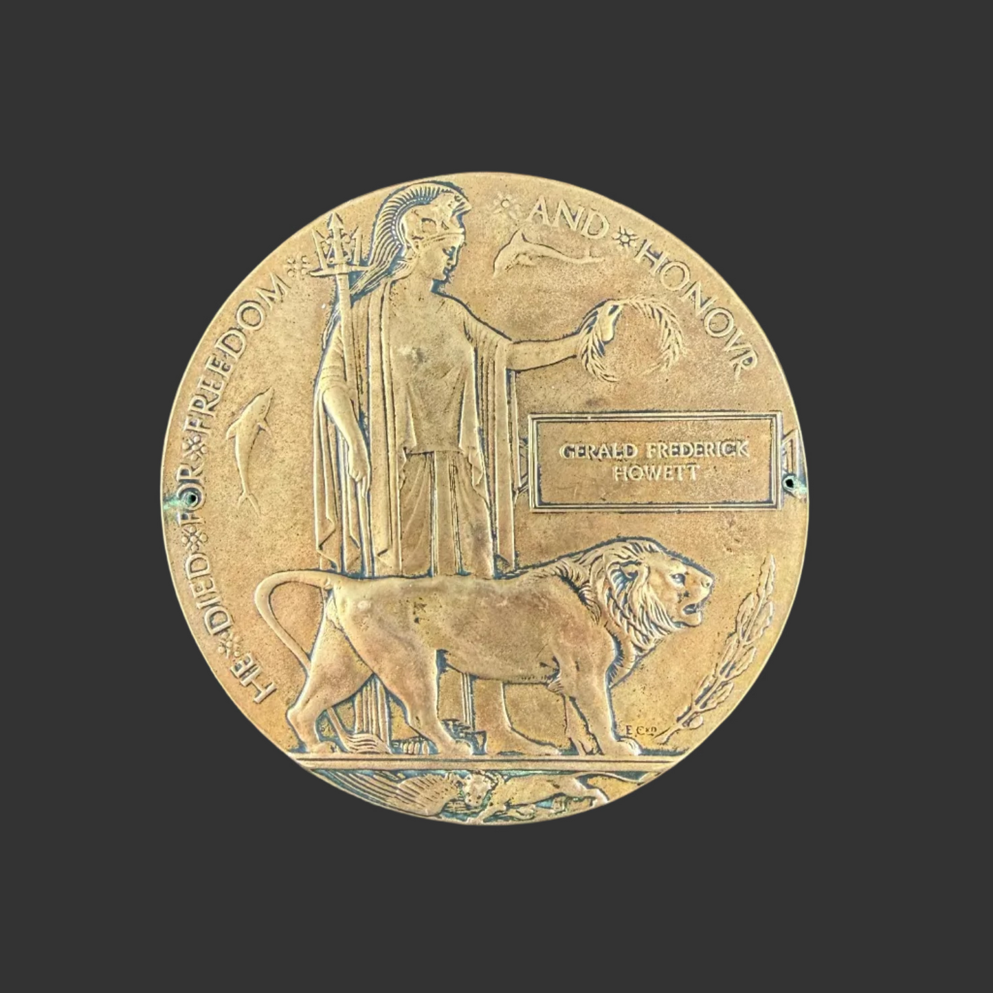 British – WWI – Memorial Plaque – Seaforth Highlanders – Gerald Frederick Howett