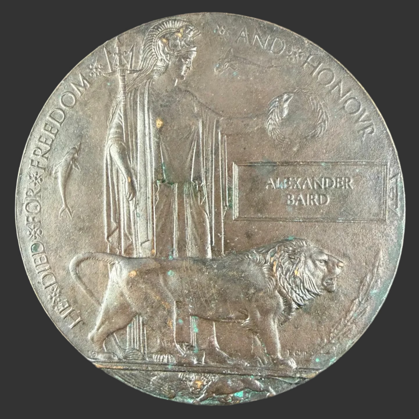 British – WWI – Memorial Plaque – Alexander Baird