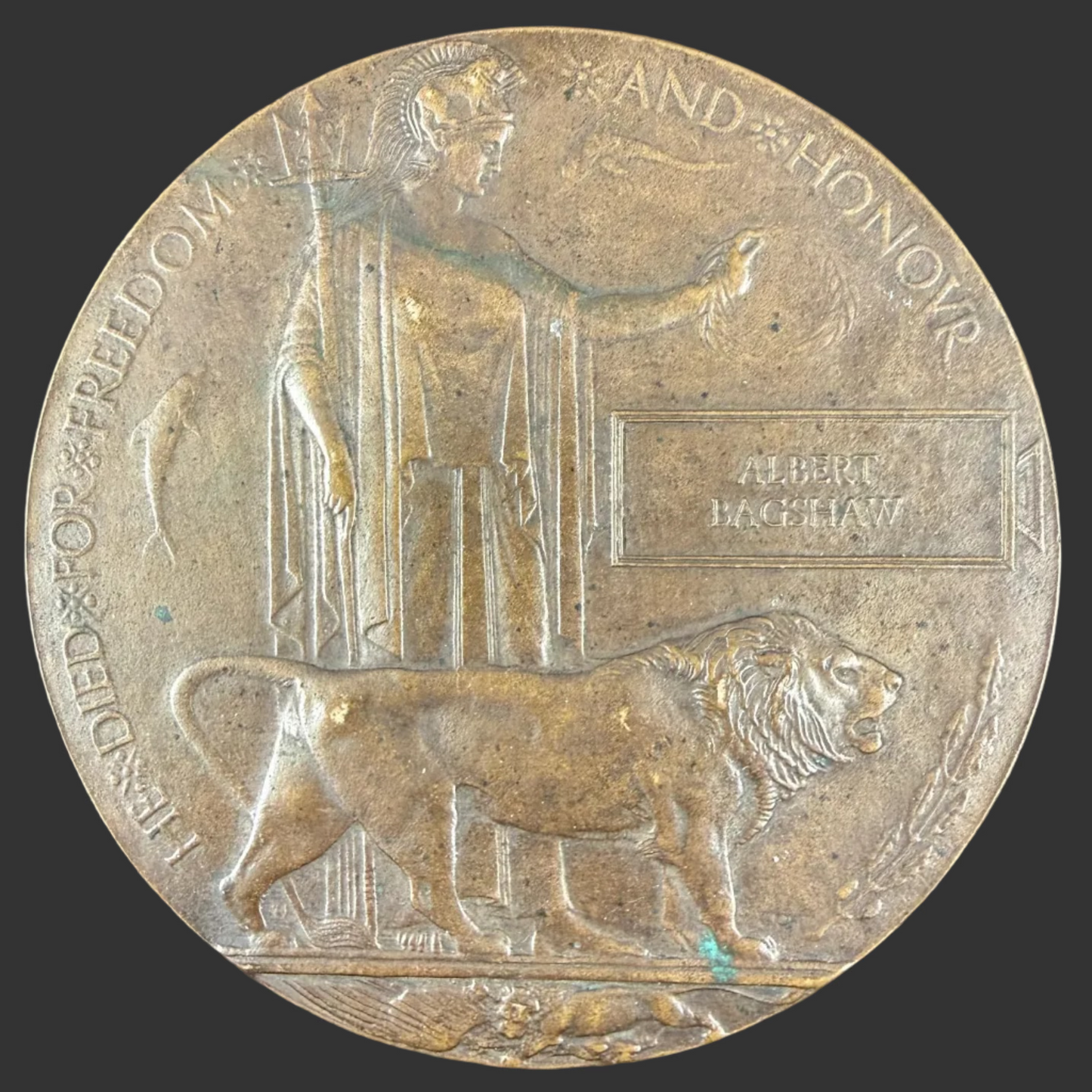 British – WWI – Memorial Plaque – Albert Bagshaw