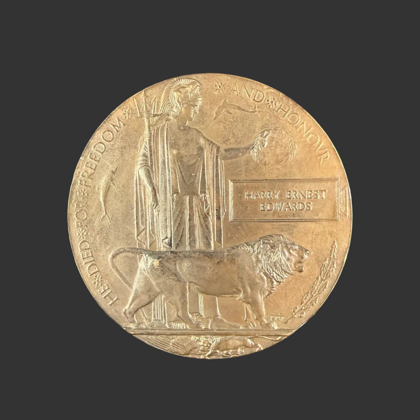 British – WWI – Memorial Plaque – Harry Ernest Edwards