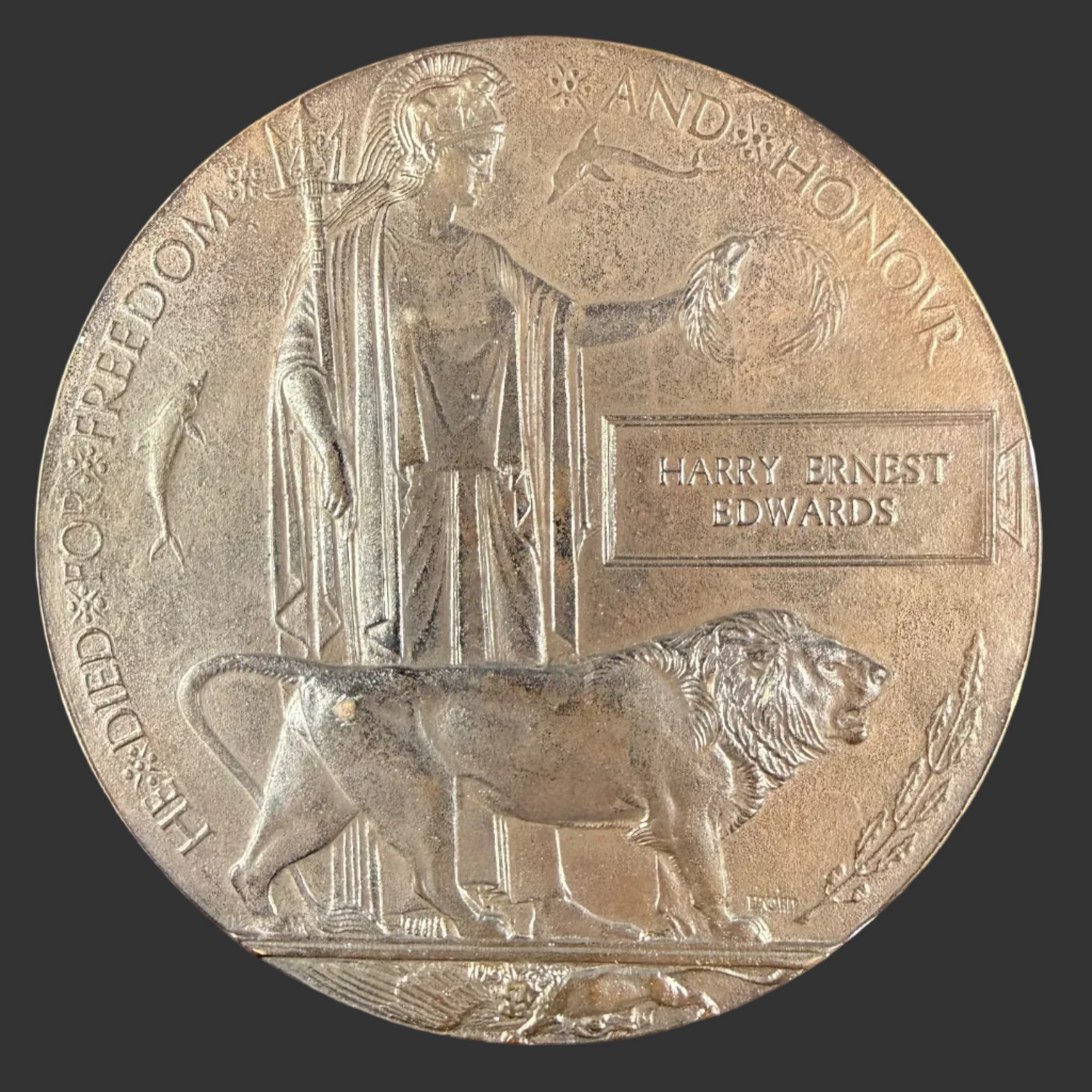 British – WWI – Memorial Plaque – Harry Ernest Edwards
