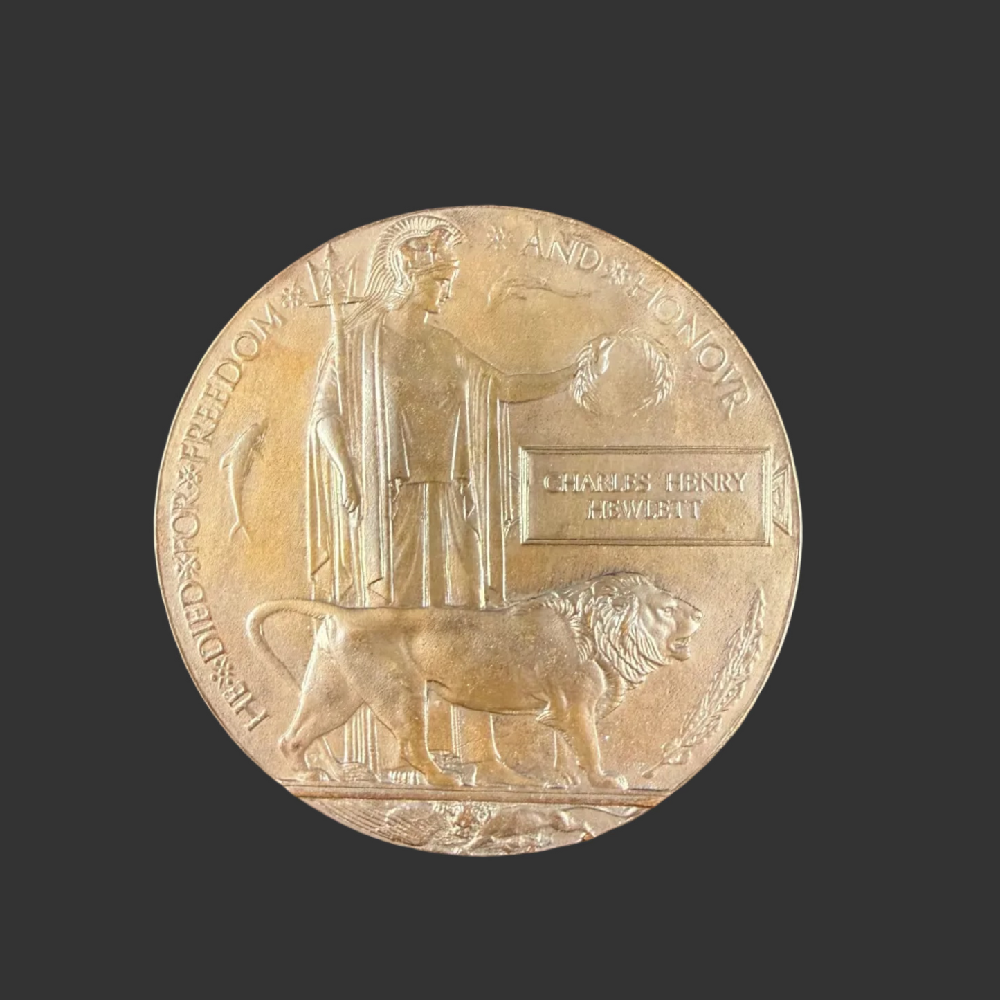 British – WWI – Memorial Plaque – Middlesex Regiment - Charles Henry Hewlett