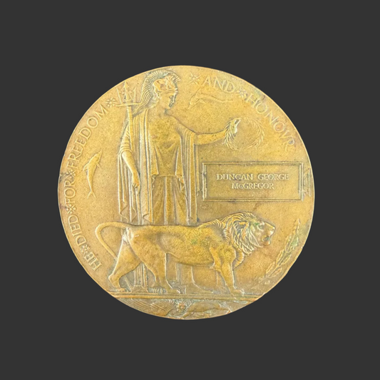 British – WWI – Memorial Plaque – London Scottish – Duncan George McGregor – 1914 Casualty