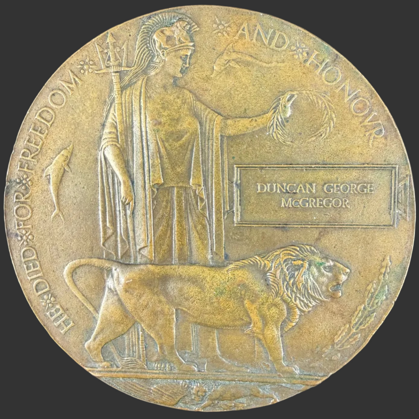 British – WWI – Memorial Plaque – London Scottish – Duncan George McGregor – 1914 Casualty