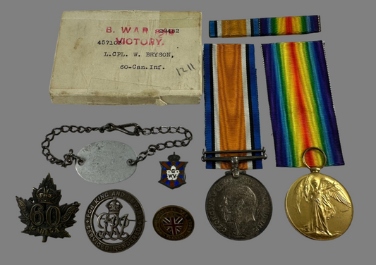 WWI Medal Group to  60th Canadian Infantry Battalion  - Bryson