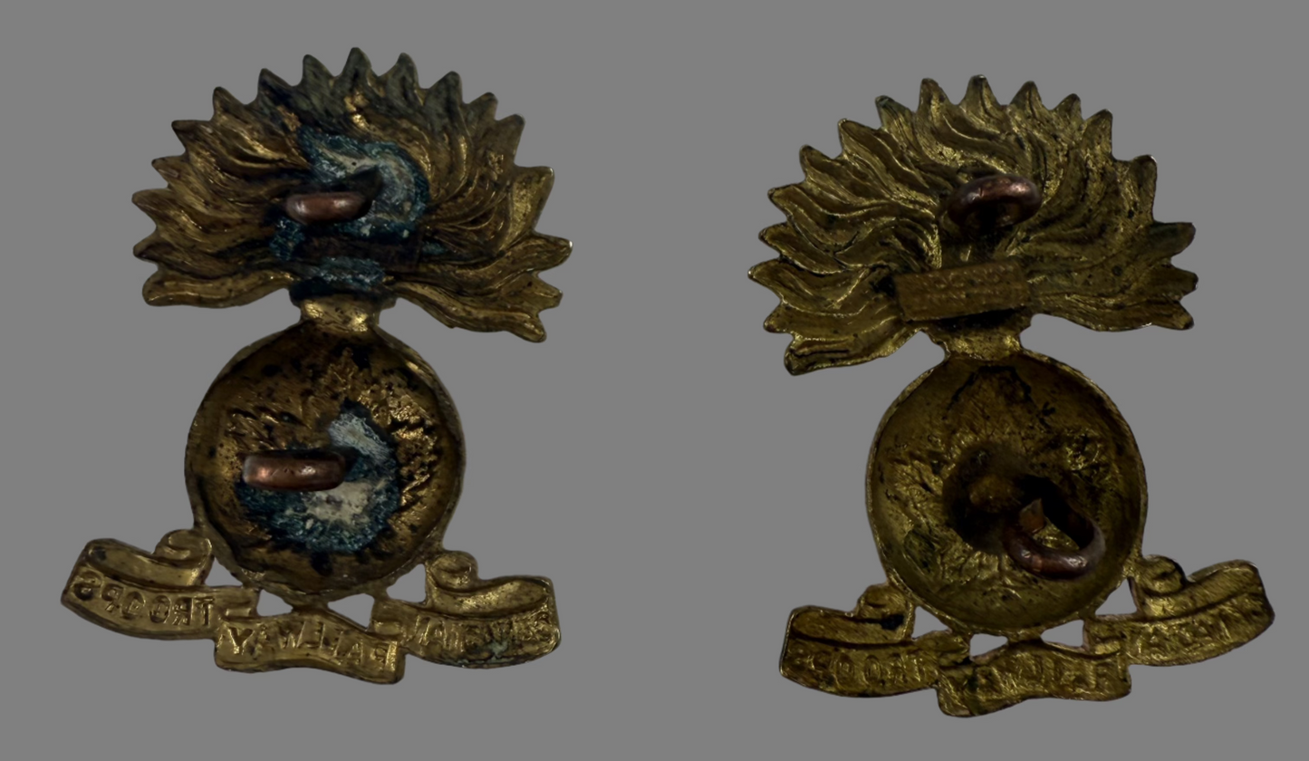 WWI - 6th Canadian Railway Troops Collar Badges
