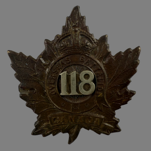 WWI - 118th Canadian Infantry Battalion (North Waterloo) Officer's Cap Badge
