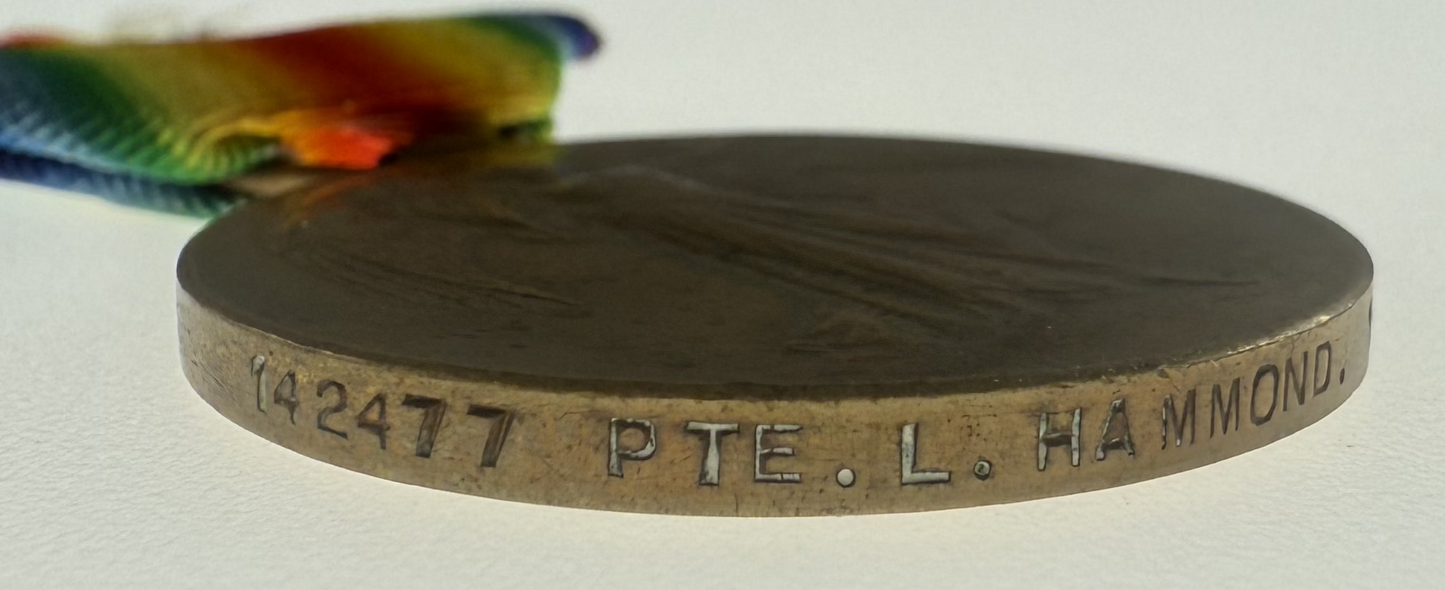 WWI Victory Medal - 13th Canadian Infantry Battalion - Hammond - WIA