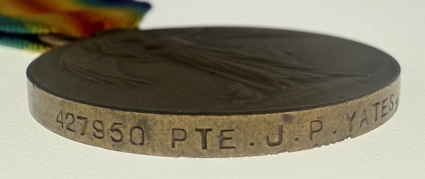 WWI Victory Medal - 13th Canadian Infantry Battalion - Yates - KIA