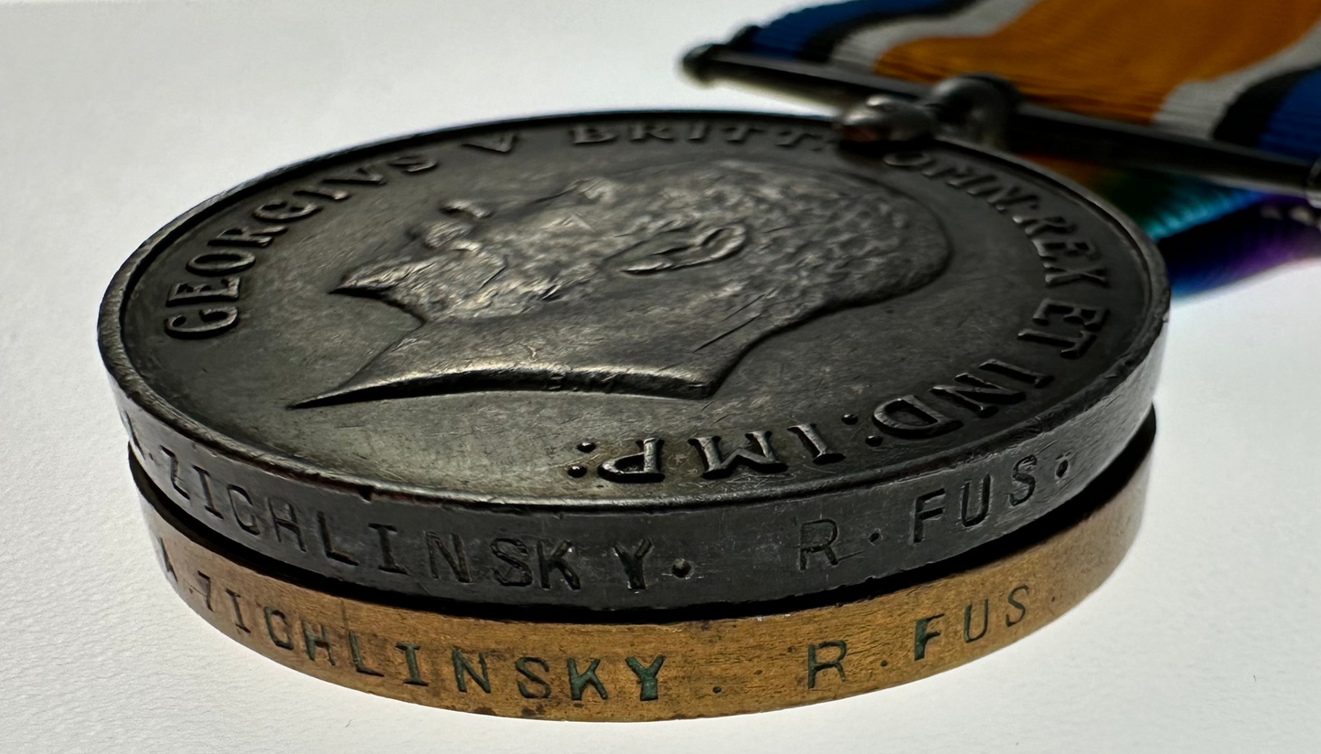WWI Pair to 40th Battalion Royal Fusiliers (Jewish Legion) - Zichlinsky