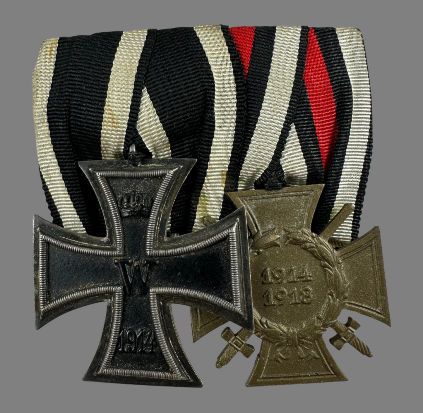 WWI Germany - Medal Bar - Iron Cross 2nd Class, Hindenburg Cross with Swords