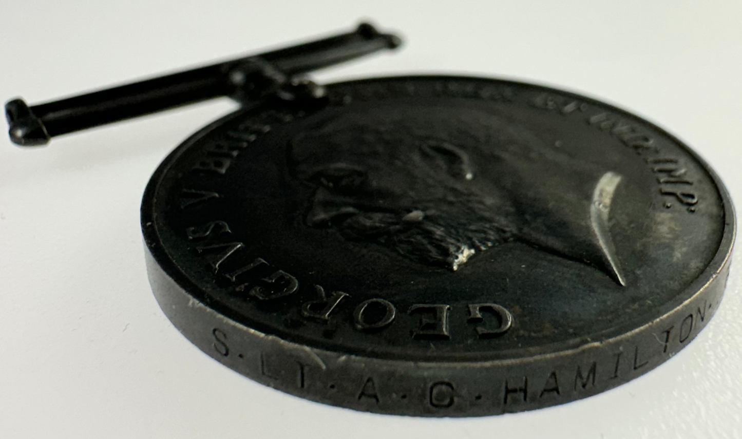 WWI British War Medal - Officer - Machine Gun Company Royal Naval Division - Hamilton - KIA